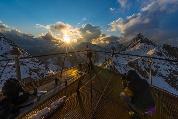 Sonnenuntergang am Top of Tyrol im Stubaital